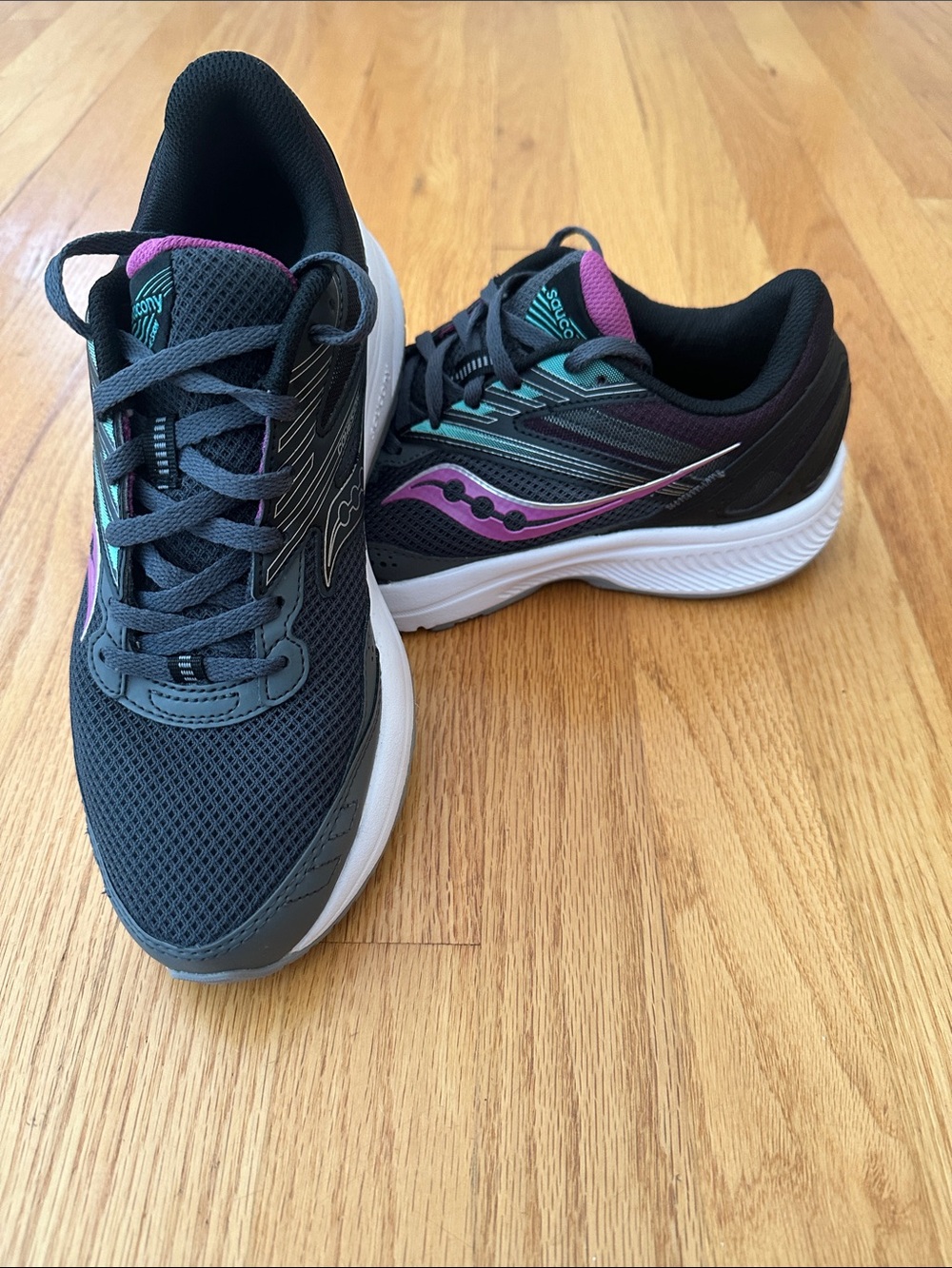 Saucony Women's Cohesion 15 Black, Gray and Purple Athletic Running Sneakers